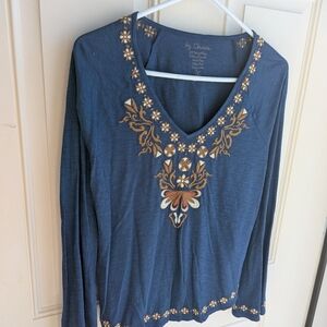 Chico's Blue Embroidered Women's Top